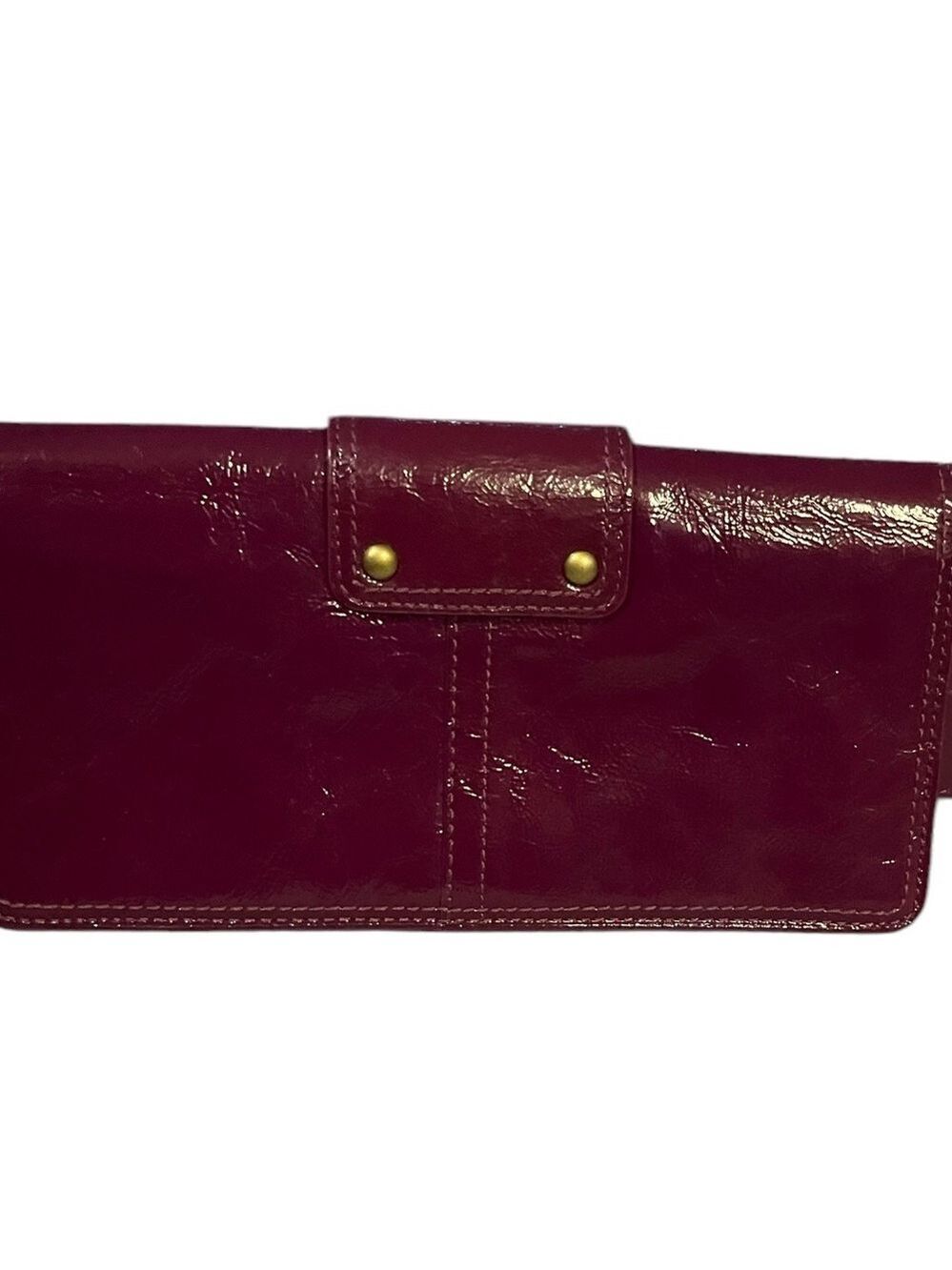 Coach Patent Leather Wristlet Wallet Plum Turnlock - Picture 2 of 9